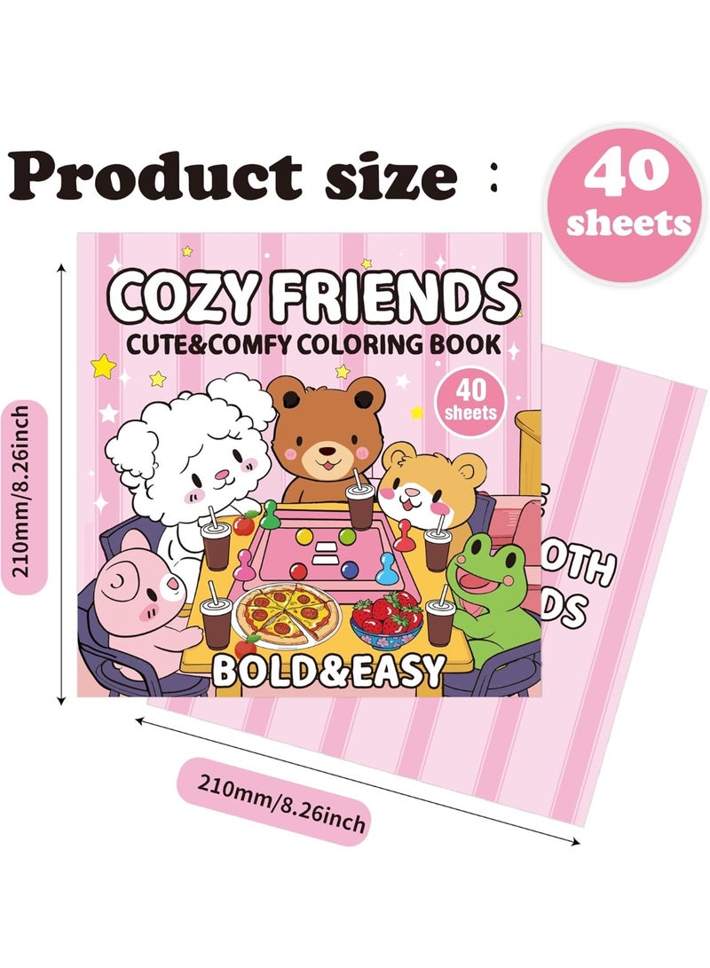 Capstro Bold & Easy Coloring Book for Kids – Cute, Simple Designs for Relaxing Creative Play | Large Illustration Art Book for Children – Cozy Friends Theme - Image 2